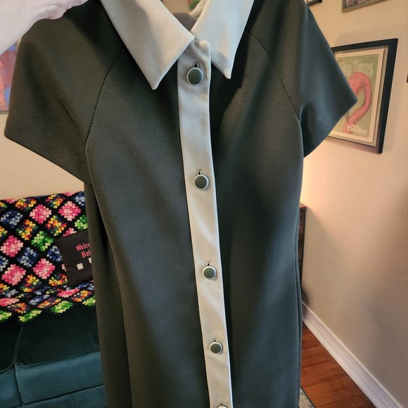 Beautiful Vintage 1960s Mod Button-Down Back Dress with Pockets Butte Knit - Picture 7 of 8